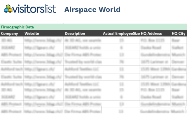 Airspace World Exhibitors List Attendees Lists