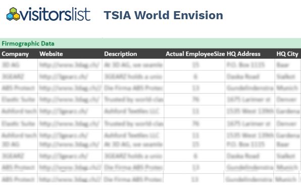TSIA World Envision Exhibitors List & Attendees Lists