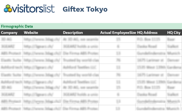 Giftex Tokyo Exhibitors List and Attendees List